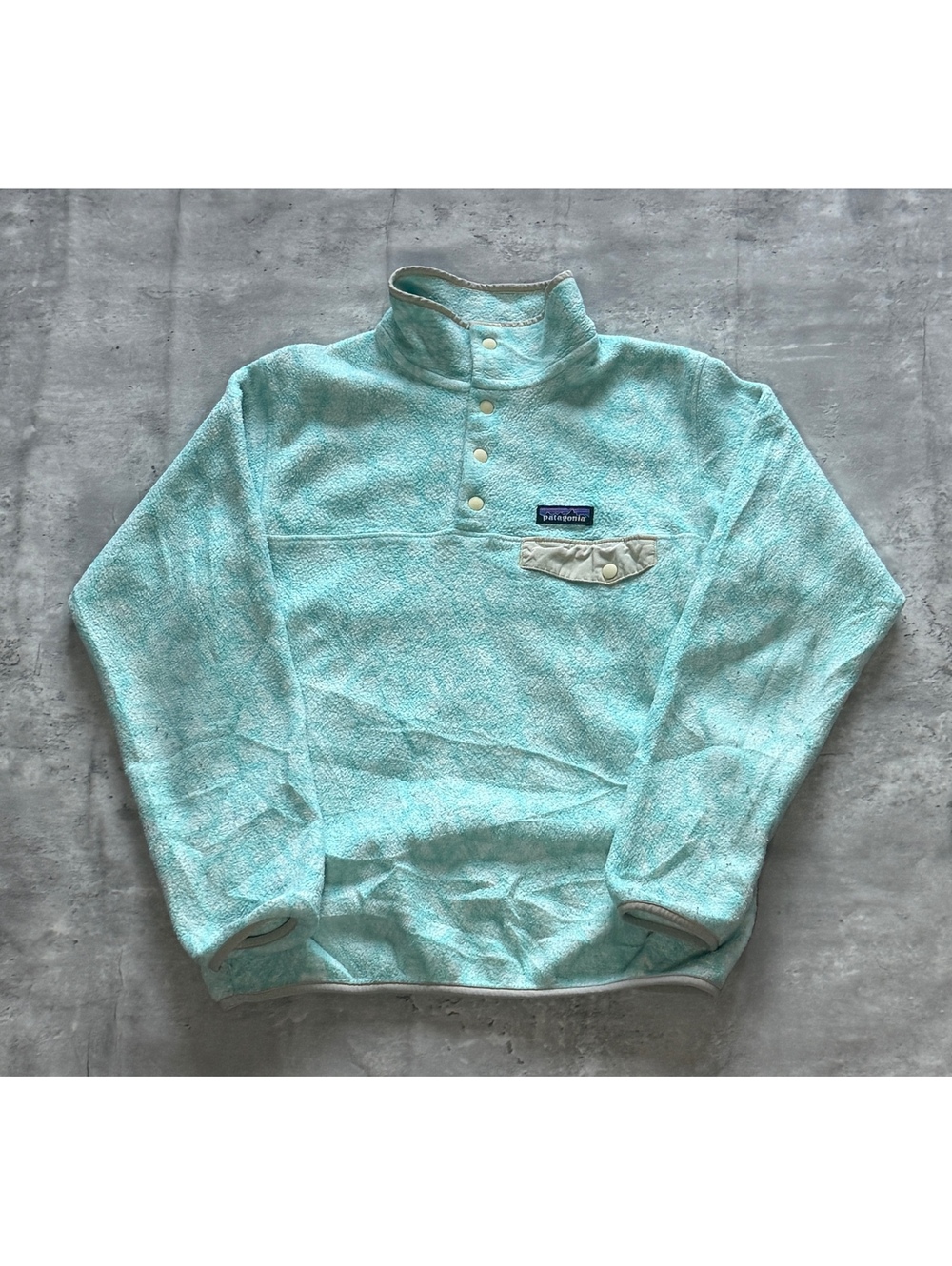 90’s Patagonia Synchilla Fleece Pullover White Blue Size S